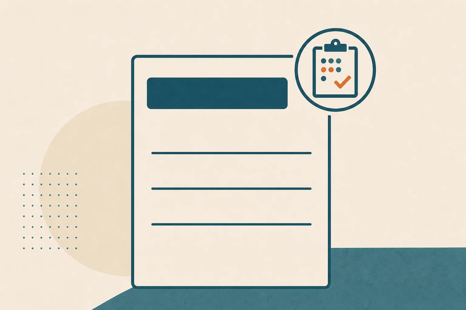Editorial illustration of a clinical telehealth consultation — a physician-led care team structure in teal and warm sand tones