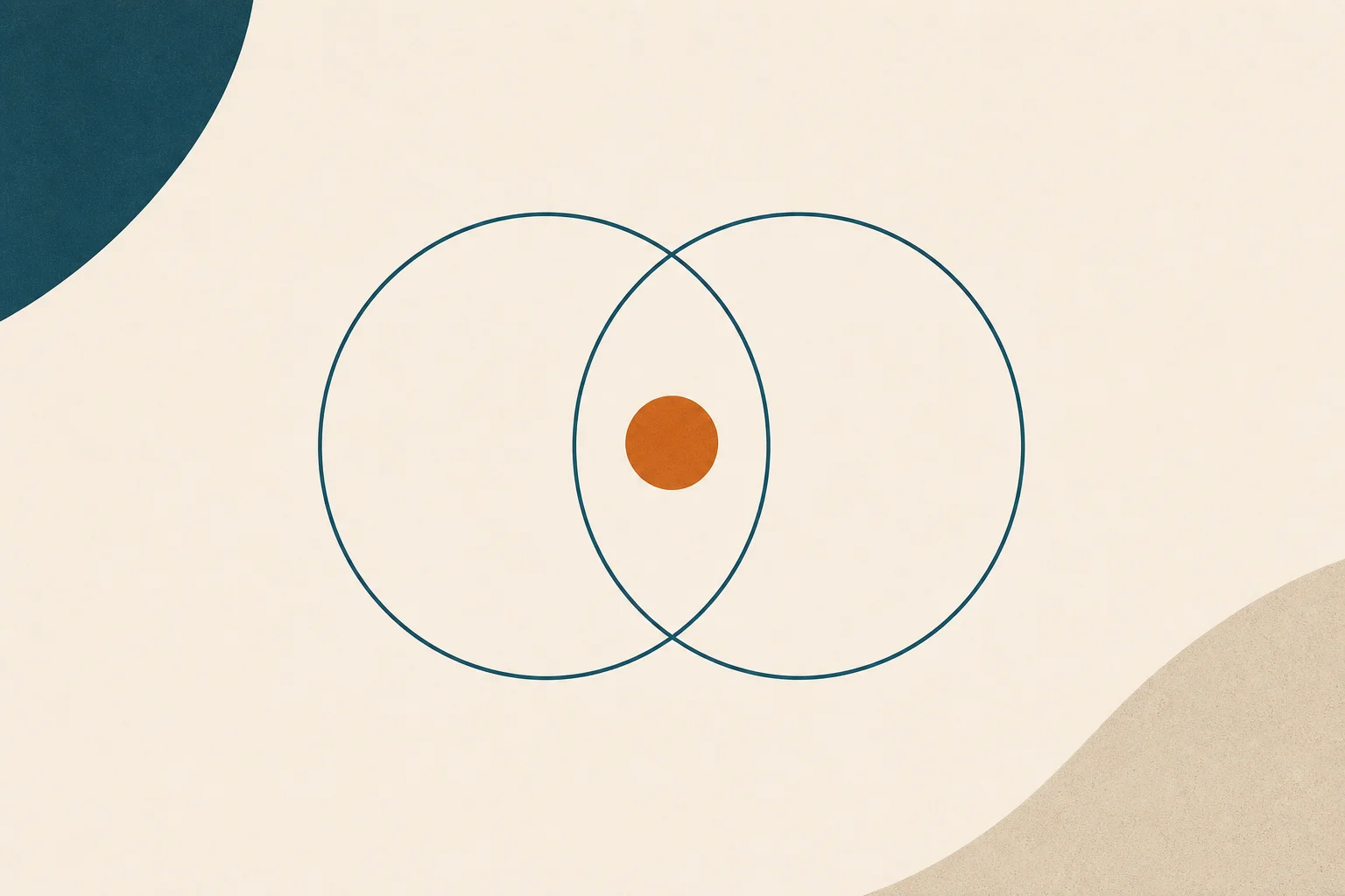 Two overlapping teal rings with a central orange seed, illustrating fertility considerations on GLP-1 drugs.