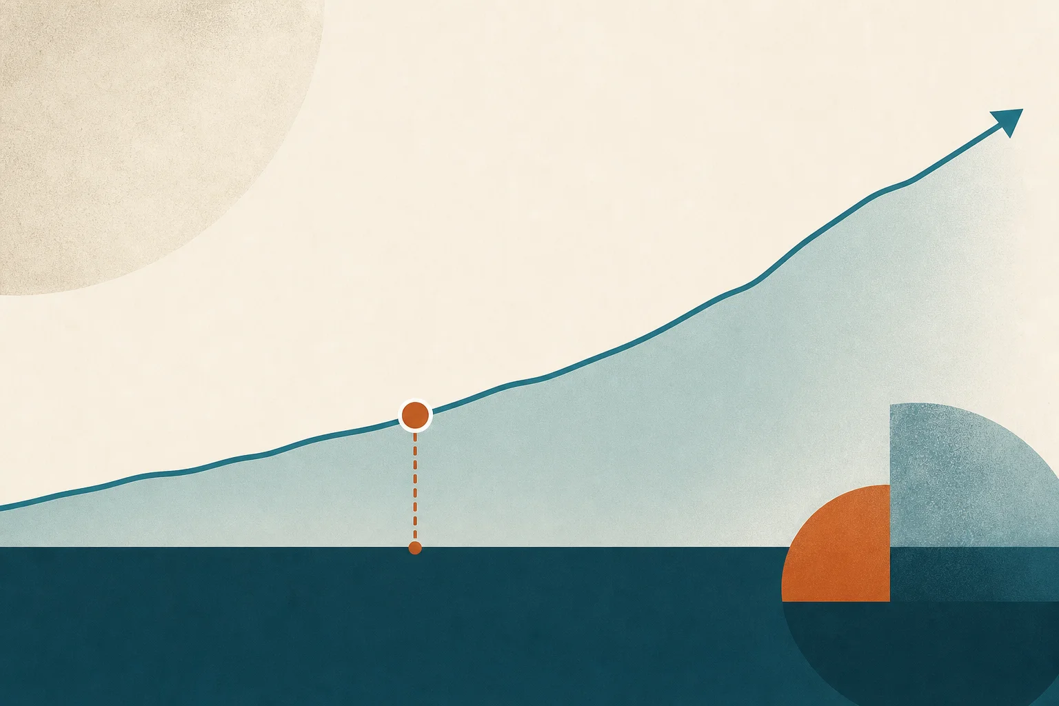 A rising teal growth line with an orange age-threshold marker, illustrating GLP-1 drugs for teenagers.